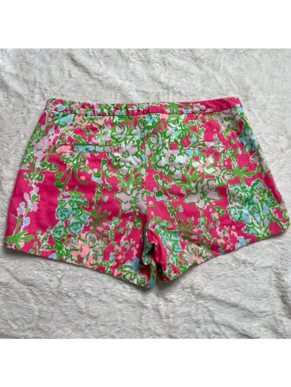 Lilly Pulitzer Womens 6 Adie Shorts Southern Charm Pink Green Floral 4 Inseam